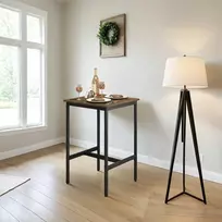 Koduva Baro stalas iš medžio drožlių plokštės ir plieno, 60 x 60 x 92 cm, rudai juodas