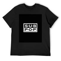 Black sub pop records T-Shirt blacks korean fashion summer shirt tshirts for men S įvairiaspalvis