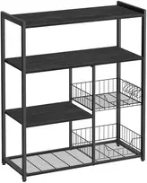 Koduva Virtuvės lentyna su 2 metaliniais krepšiais ir kabliukais, 35 x 80 x 95 cm, antracito pilka