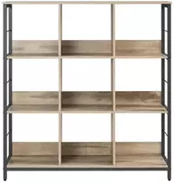 Koduva Knygų lentyna su 9 skyriais, 100 x 30 x 103,1 cm, ruda-juoda, plienas ir medžio drožlių plokštė