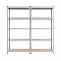 Koduva Sandėliavimo lentynos, 2 vnt. rinkinys, 200 x 100 x 50 cm, plienas ir MDF, sidabrinė