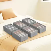 Koduva Spintos organizatoriai, 6 vnt. rinkinys, sulankstomi, po 6 skyrius, 42 x 30 x 17 cm, pilkai rusvi