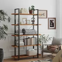 Koduva Knygų lentyna su 5 lentynų lygiais, 33,5 x 105 x 177,5 cm, medžio drožlių plokštė ir plienas
