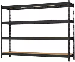 Koduva Sunkiųjų krovinių stelažas su 4 lentynomis, plienas ir MDF, juodas, 60 x 200 x 183 cm