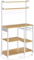 Koduva Virtuvės lentyna su lizdais, 40 x 90 x 165,5 cm, su krepšiu ir 8 S kabliukais, aukso ąžuolo, balta