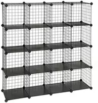 Koduva Modulinė kubinė lentyna, 16 kubų, 123 x 31 x 123 cm, juoda
