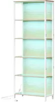Koduva Knygų lentyna su 6 lentynomis ir LED apšvietimu, plienas ir medžio drožlių plokštė, 30,3 x 60 x 178,6 cm