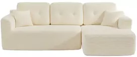 Koduva Modulinė kampinė sofa, 244 cm pločio, su dešine gulimąja dalimi, balta