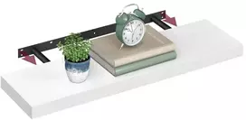 Koduva Sieninė lentyna paveikslų rėmeliams, 20 x 80 x 3,8 cm, MDF ir plienas, sniego baltumo