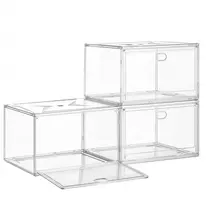 Koduva Batų dėžės, 3 vnt. rinkinys, skaidrios, iš PET plastiko, 36 x 27 x 21 cm