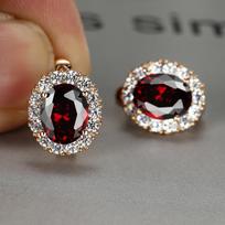 Prabangus Violetinis Akmens Aukso Spalva Meilė Drop Auskarai Bride Band Engagement Ear Clip Papuošalai
