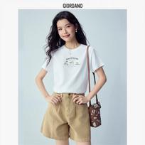 Giordano Women's Fun Pet Print Cotton T-Shirt M