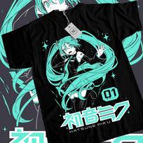 Hatsune Miku T-Shirt Anime Girl Kawaii Project Diva Vocaloid Shirt All Size Unisex T-Shirt M