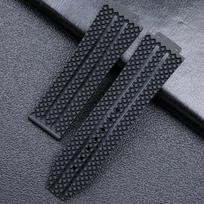 Minkšto natūralaus kaučiuko apyrankė 24x17mm 26x19mmIšgaubtas galas Dirželis Hublot Big Bang serijai Vyriška apyrankė Nerūdijančio plieno sulankstoma sagtelė Without Buckle-24x17 juoda