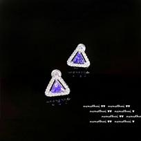Lake Light And Water Shadow Purple Tanzanite Flower Earrings, Antique, 18K Gold Wheat Ear Plated Geometric Zircon Inlaid Earrings.