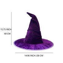 Halloween Witch Hat - Black & Purple, Pointed Wizard Style with Star Design for Parties & Festivals Velvet Witched Hat with Wrinkles violetinė