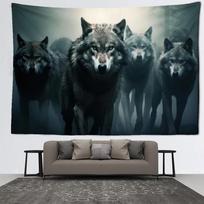 VIKAMA Wolves Wild Art Tapestry Modern Living Room Sofa Background Wall Scandinavian Style Forest Wolves Decorative Tapestry 74x94cm(29x37in)
