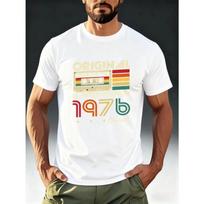 Men's Vintage 1976 Cassette Tape T-Shirt , Suitable for Summer Casual Wear, For Everyday Outfits & Nostalgic Style S balta