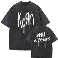 Washed Vintage Rock Band Korn Ftl  Follow The Leader T Shirt Men Gothic Casual Oversized Tees Male Tshirt Mens Vintage Tshirt S
