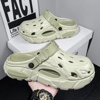 Men's Hollow Summer Sandals: Outdoor, Squishy, Thick Sole, Large Size, Two-Way Wear, Beach Slippers.