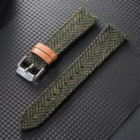 Vintage Nylon Leather Watch Strap 18mm 20mm 22mm Quick Release Watchband for F-91w Bracelet Brown Knitted Woolen Wristband Belt 20mm žalia