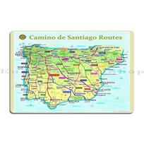 Camino de Santiago Maršrutų Žemėlapis Ispanijoje ir Portugalijoje Metalo Ženklas Virtuvė Pritaikyti Klubas Namų Dizainas Skardinis Ženklas Plakatas 20X30CM