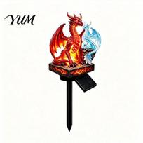 Atmospheric Night Garden Decor Dragon Solar Light, Fantasy Yard Stake, Waterproof Resin Decorations Statue Pathway Light for Lawn Patio Automatic B