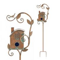 Metal Bird House for Outside with Pole Garden Decorative Birdhouse Stake for Outdoor Yard Decoration