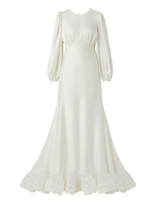 Malina - Emily Long Sleeve Lace Ruffled Gown - Ilga suknelė - Kreminė spalva