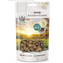 WILDES LAND Nibble pillow chicken traškūs skanėstai su įdaru katėms su vištiena, 50 g