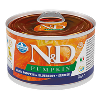 Farmina N&D Pumpkin Lamb & Blueberry Dog Puppy Starter konservai šuniukams su ėriena ir mėlynėmis, 140 g