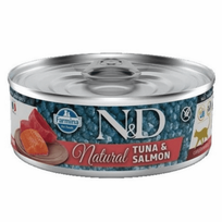 Farmina N&D Natural Tuna Salmon konservuotas papildomas maistas suaugusioms katėms su tunu ir lašiša, 70 g