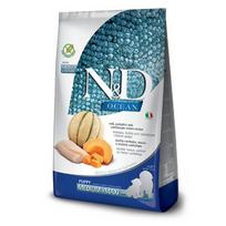 Farmina N&D Dog Grain Free Puppy M/L be grūdų sausas maistas šuniukams su menke, moliūgu ir melionu, 12 kg