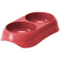 Magic Cat Plastic Double Bowl raudonas dvigubas dubuo katėms ir mažiems šunims, 23x13 cm