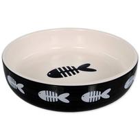 Magic Cat Ceramic Bowl Fish Print keraminis dubenėlis katėms su žuvies raštu, juodas, 13 cm