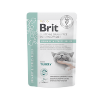 Brit Grain Free Veterinary Diets Urinary And Stress Relief gydomasis maistas katėms su šlapimo takų ir streso palaikymu, 85 g