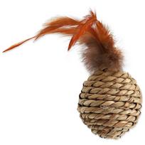 Magic Cat Toy Ball Sea Grass With Feathers žaislas katėms, 9 cm