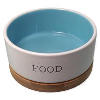 Dog Fantasy Food Bowl With Bamboo Stand S keramikinė dubenėliui su bambukine stovu, balta/mėlyna, 0,4 l