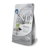 Farmina N&D Quinoa White Coat Adult Medium/Maxi Jūrų Ešerys, Spirulina & Pankolis begrūdis sausas maistas suaugusiems vidutinių ir didelių veislių šunims su baltu kailiu, 7 kg