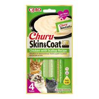 Inaba Churu Cat Skin & Coat vištienos ir šukutės tyrė katėms, 4x14 g