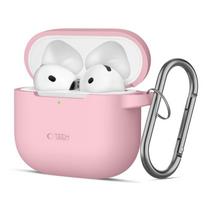Tech-Protect silikoninis dėklas AirPods 4 su karabinu – rožinis