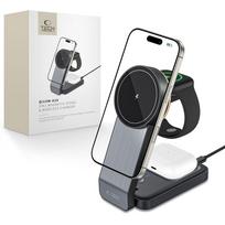 Tech-Protect Indukcinis įkroviklis QI15W-A28 MagSafe 3in1 su stovu išmaniajam telefonui / Apple Watch / AirPods - juodas