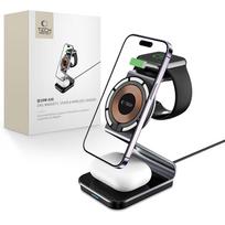 Tech-Protect QI15W-A29 3-in-1 indukcinis įkroviklis su MagSafe išmaniajam telefonui / Apple Watch / AirPods - juodas