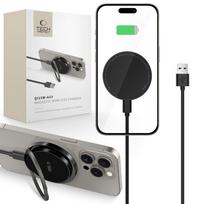 Tech-Protect QI15W-A33 indukcinis įkroviklis su MagSafe ir stovu su USB-A / USB-C laidu - juodas