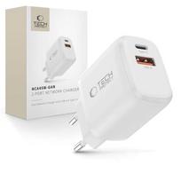 Tech-Protect sieninis įkroviklis NCA45W-GAN 2-Port USB-C / USB-A 45W - baltas