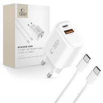 Tech-Protect NCA45W-GAN 2-Port 45W sieninis įkroviklis su USB-C laidu - baltas