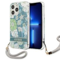 Guess dėklas iPhone 13 Pro Max – žalias, Flower Strap