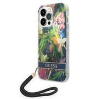 Guess dėklas iPhone 14 Pro Max – mėlynas su dirželiu