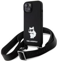 Karl Lagerfeld dėklas su dirželiu iPhone 15 – juodas
