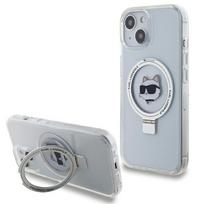 Karl Lagerfeld MagSafe dėklas iPhone 15 – baltas, su stovu